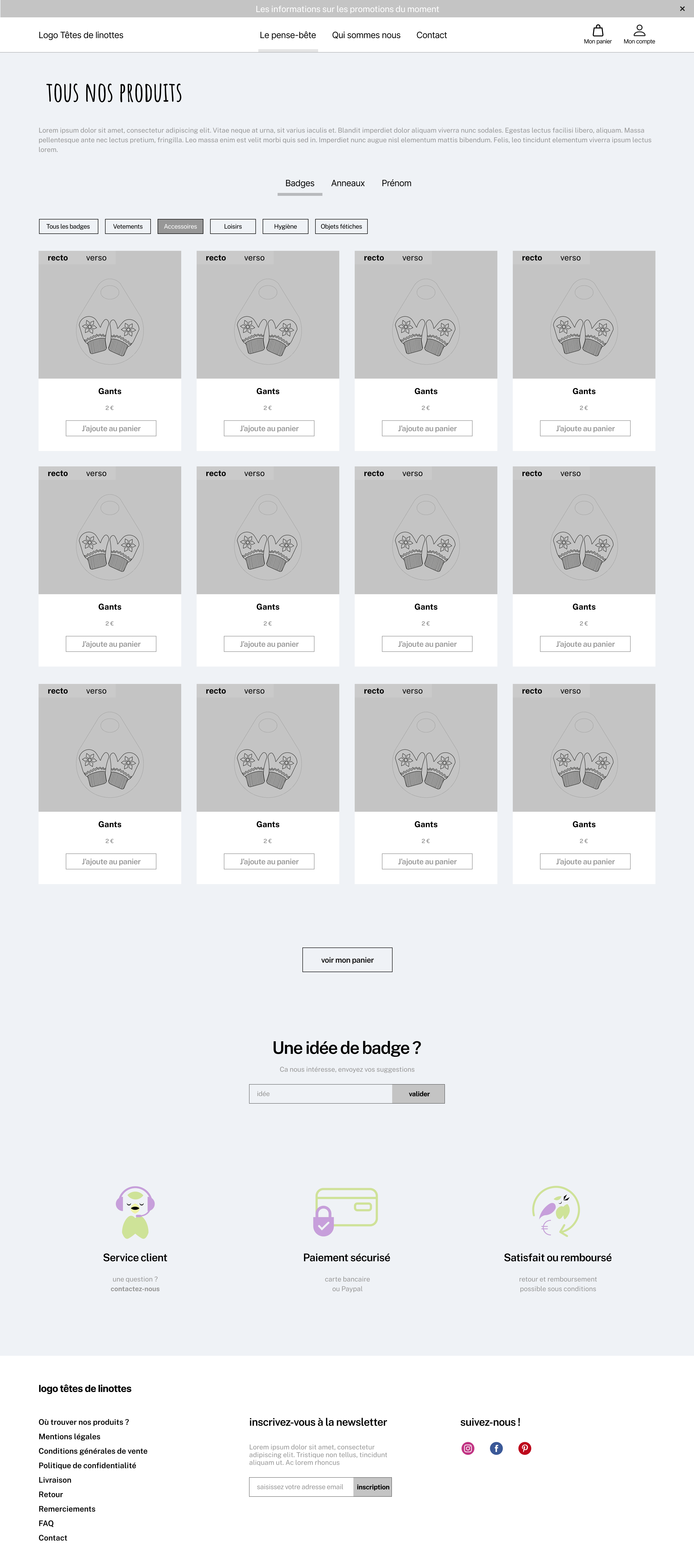 Wireframe Produits